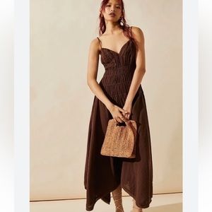 NWOT Free People Verbena Midi Dress Brown Medium